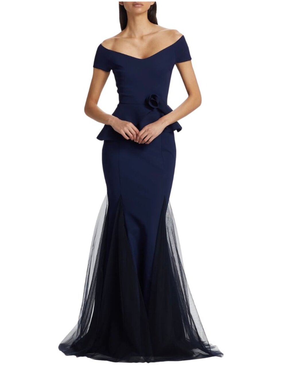 Chiara Boni La Petit Robe Lady Illsuion Gown in Navy Size 4